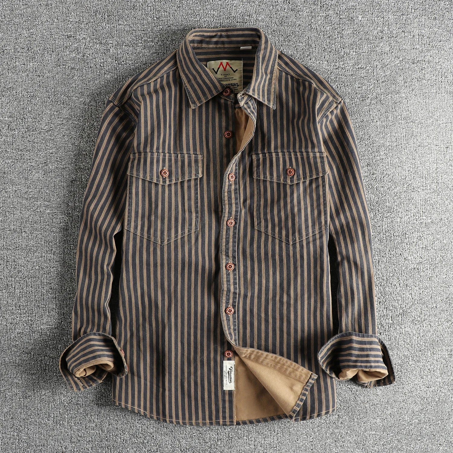 Heren Overhemd van Denim met Vintage Stijl en Gestreept Patroon 1