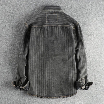 Heren Overhemd van Denim met Vintage Stijl en Gestreept Patroon 5