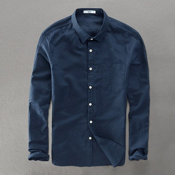 Heren Overhemd van Katoen met Klassieke Kraag Marineblauw