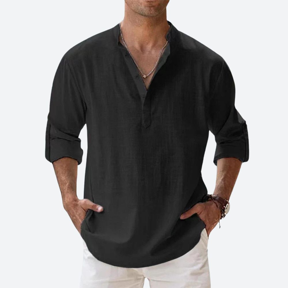 Heren Overhemd van Linnen met Slim-Fit Pasvorm en Ademend Ontwerp 2
