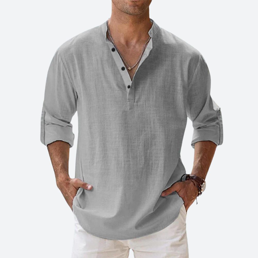 Heren Overhemd van Linnen met Slim-Fit Pasvorm en Ademend Ontwerp 3