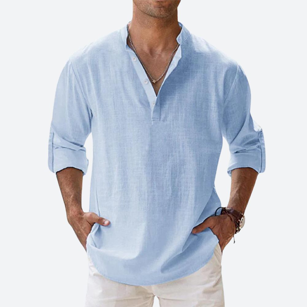 Heren Overhemd van Linnen met Slim-Fit Pasvorm en Ademend Ontwerp 4