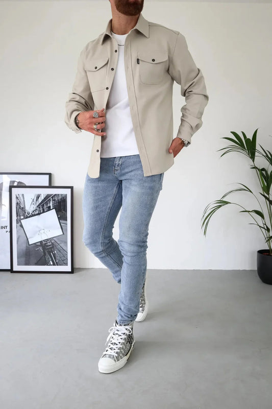 Heren Overshirt met Knoopsluiting en Borstzakken 0