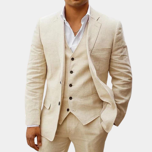 Heren Pak 3-Delig van Ademend Linnen voor Casual en Formele Zomerlook 0