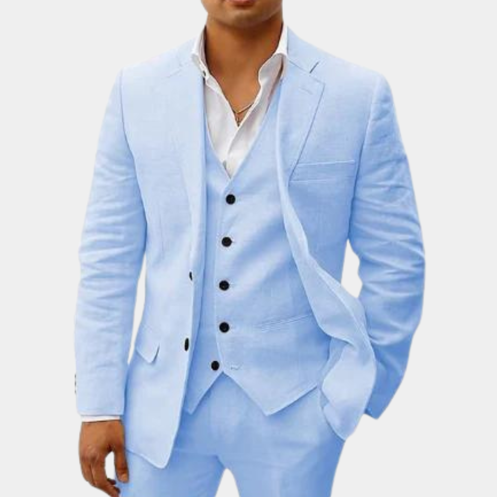 Heren Pak 3-Delig van Ademend Linnen voor Casual en Formele Zomerlook 3