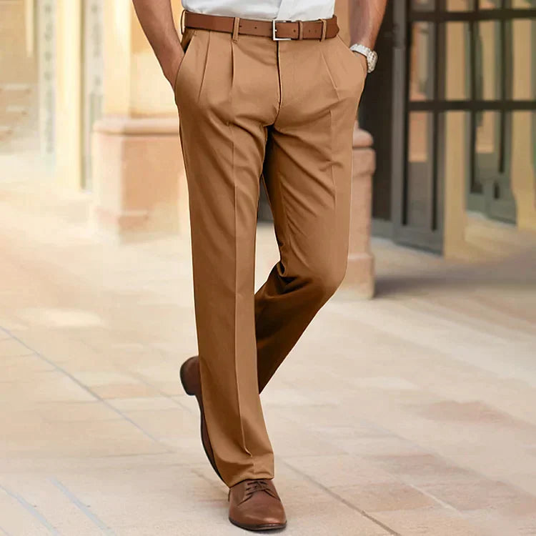 Heren Rechte Pantalon met Moderne Pasvorm Bruin