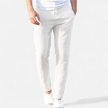 Heren Pantalon van Katoen-Linnen met Casual Fit en Elastische Tailleband 7