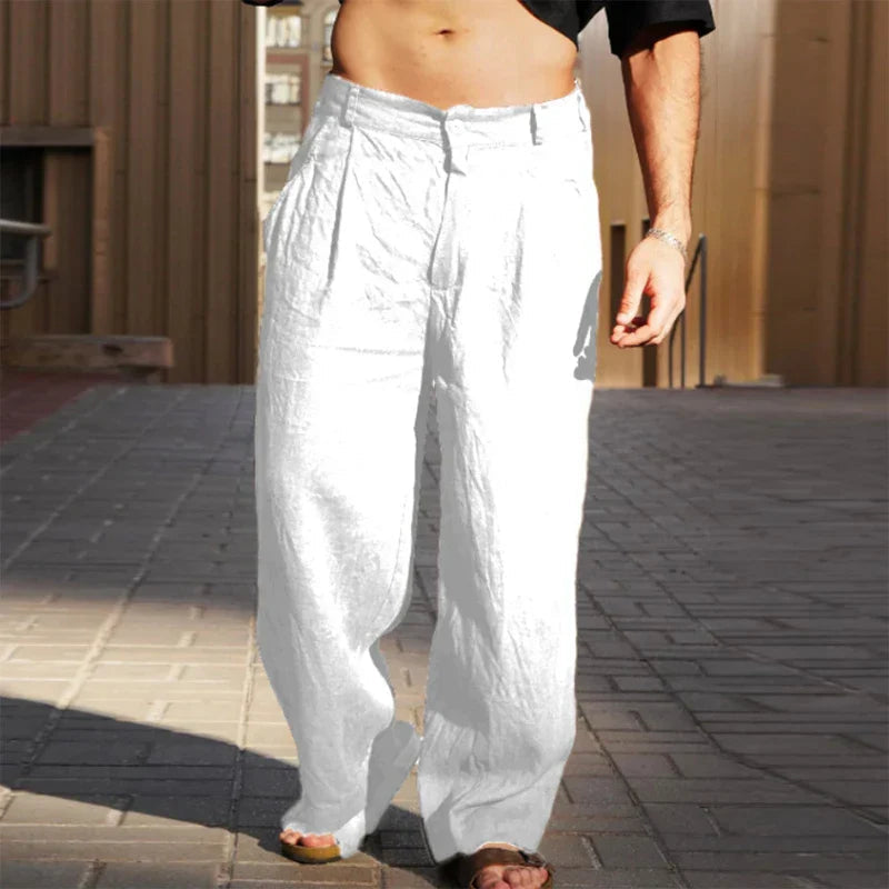 Heren Pantalon met Wijde Pijpen Wit