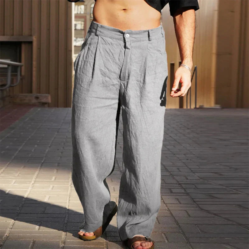 Heren Pantalon van Leren Materiaal met Wijde Pijpen en Ademend Design 6