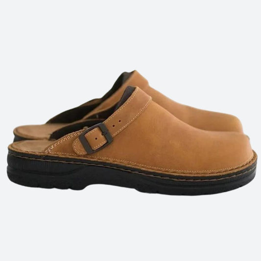 Heren Pantoffels van Leer met Ergonomisch Voetbed en Antislip Zool 0