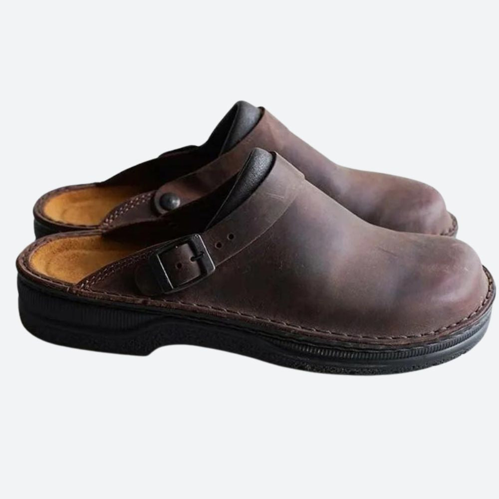 Heren Pantoffels van Leer met Ergonomisch Voetbed en Antislip Zool 1