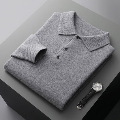 Heren Polo Shirt van Cashmere met Lange Mouwen en Elegante Stijl 1