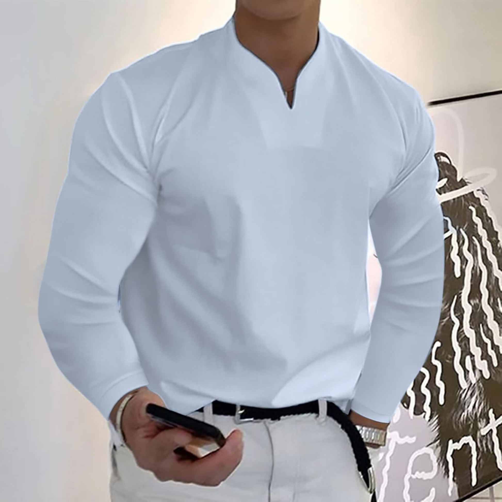 Heren Polo met Lange Mouwen en Lichtgewicht Stof voor Casual en Professionele Gelegenheden 0