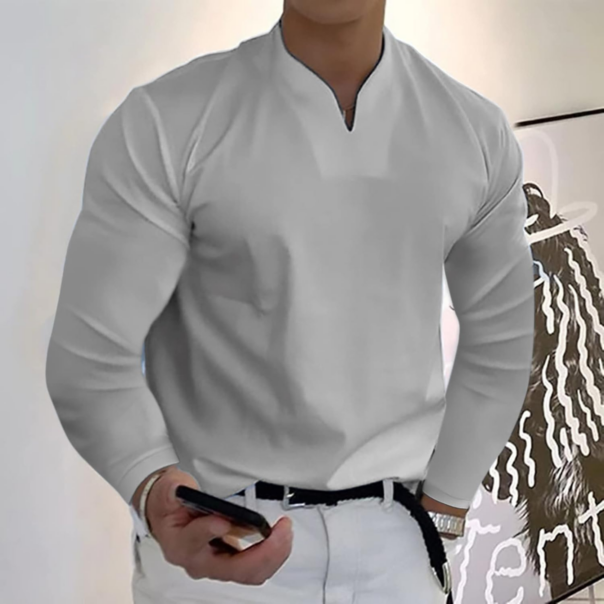 Heren Polo met Lange Mouwen en Lichtgewicht Stof voor Casual en Professionele Gelegenheden 11
