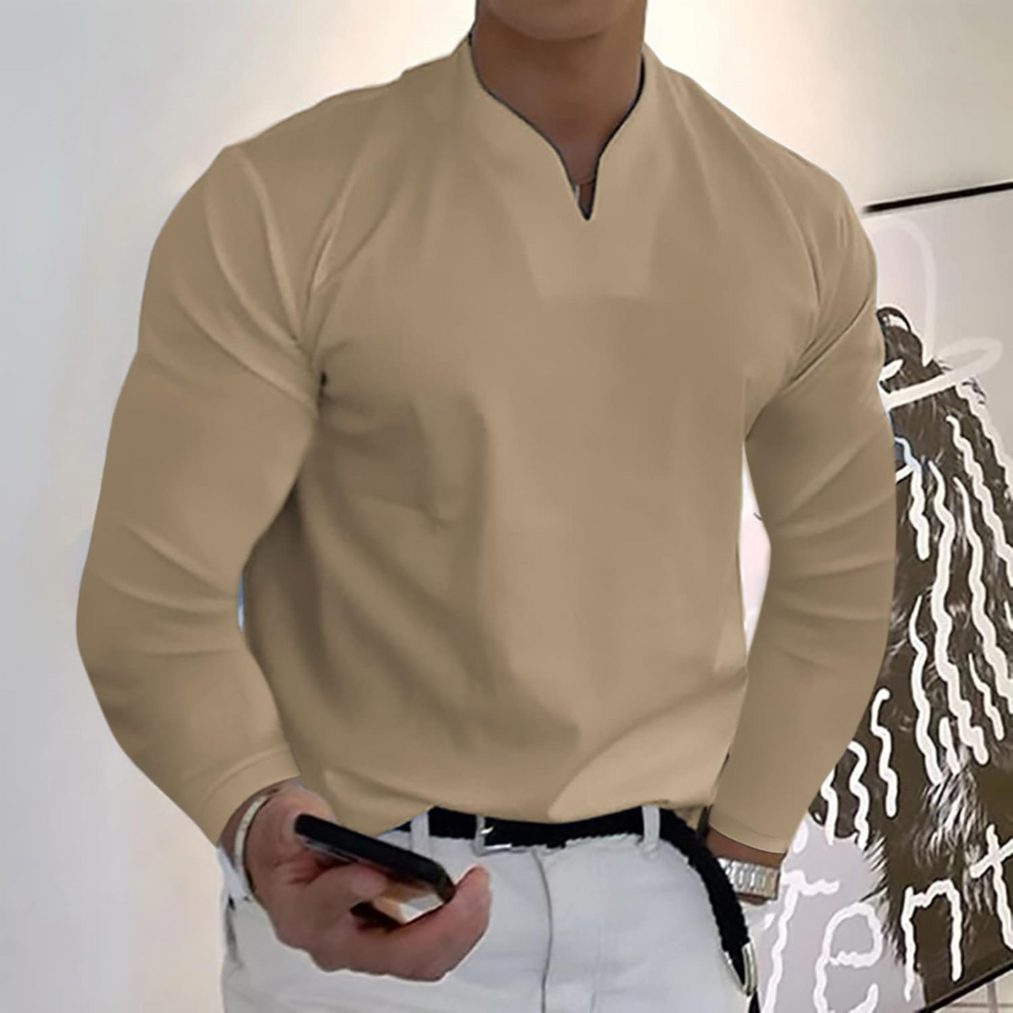 Heren Polo met Lange Mouwen en Lichtgewicht Stof voor Casual en Professionele Gelegenheden 3