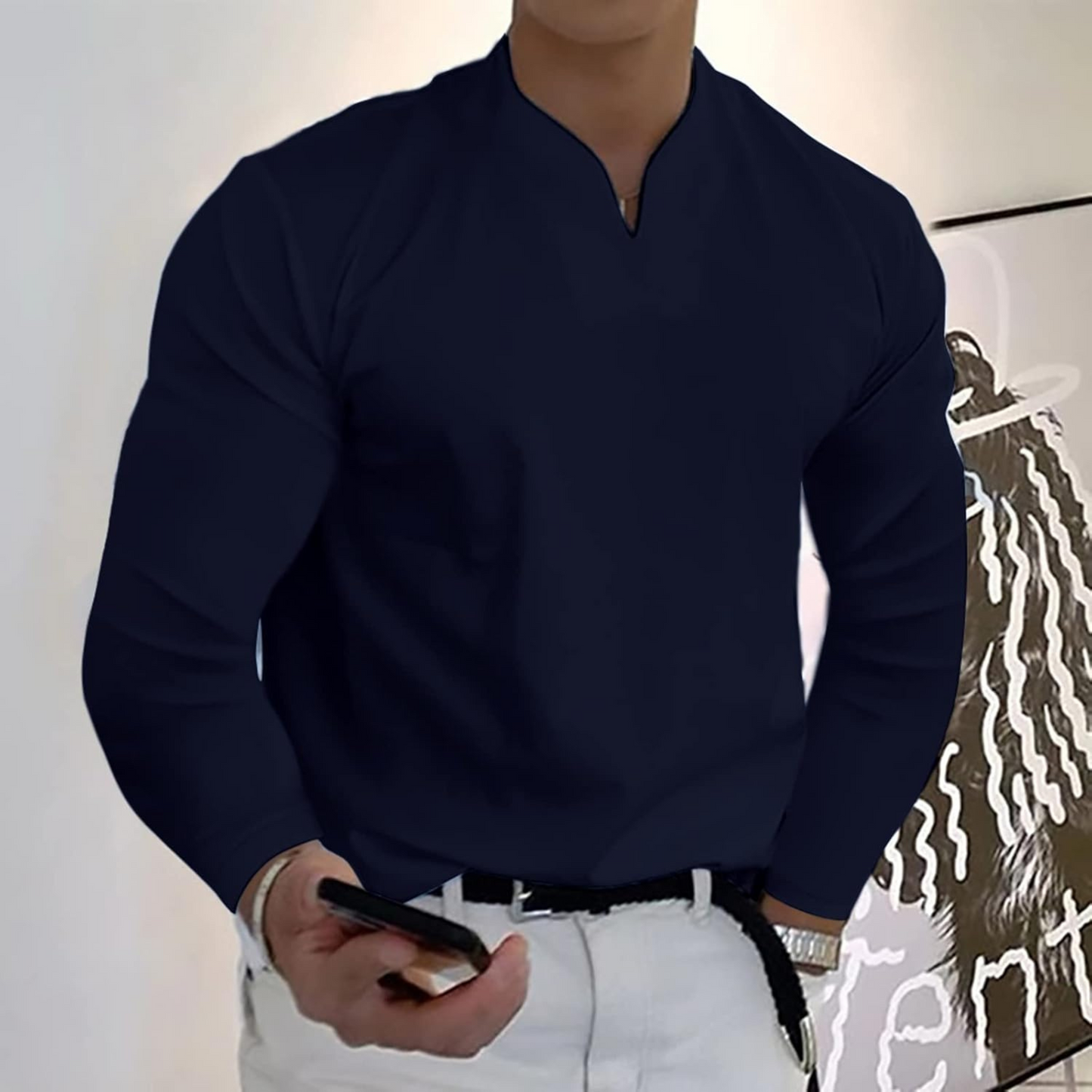 Heren Polo met Lange Mouwen en Lichtgewicht Stof voor Casual en Professionele Gelegenheden 5