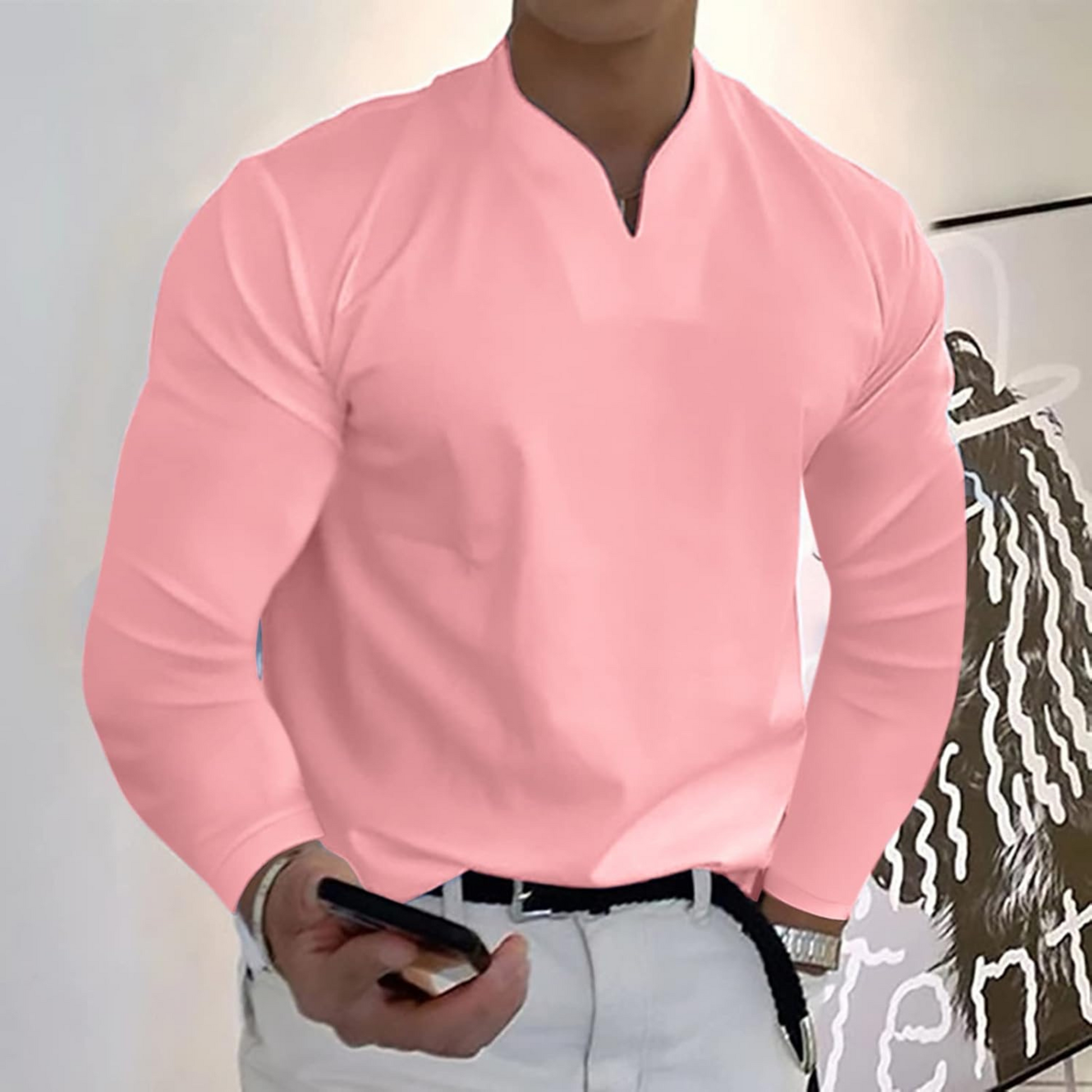 Heren Polo met Lange Mouwen en Lichtgewicht Stof voor Casual en Professionele Gelegenheden 6