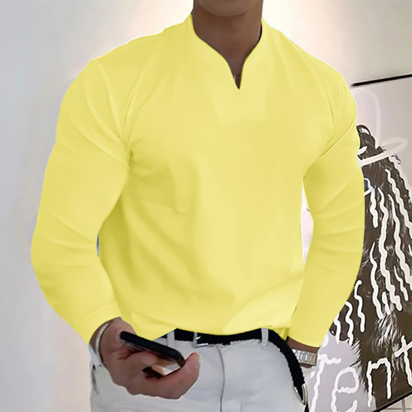 Heren Polo met Lange Mouwen en Lichtgewicht Stof voor Casual en Professionele Gelegenheden 7
