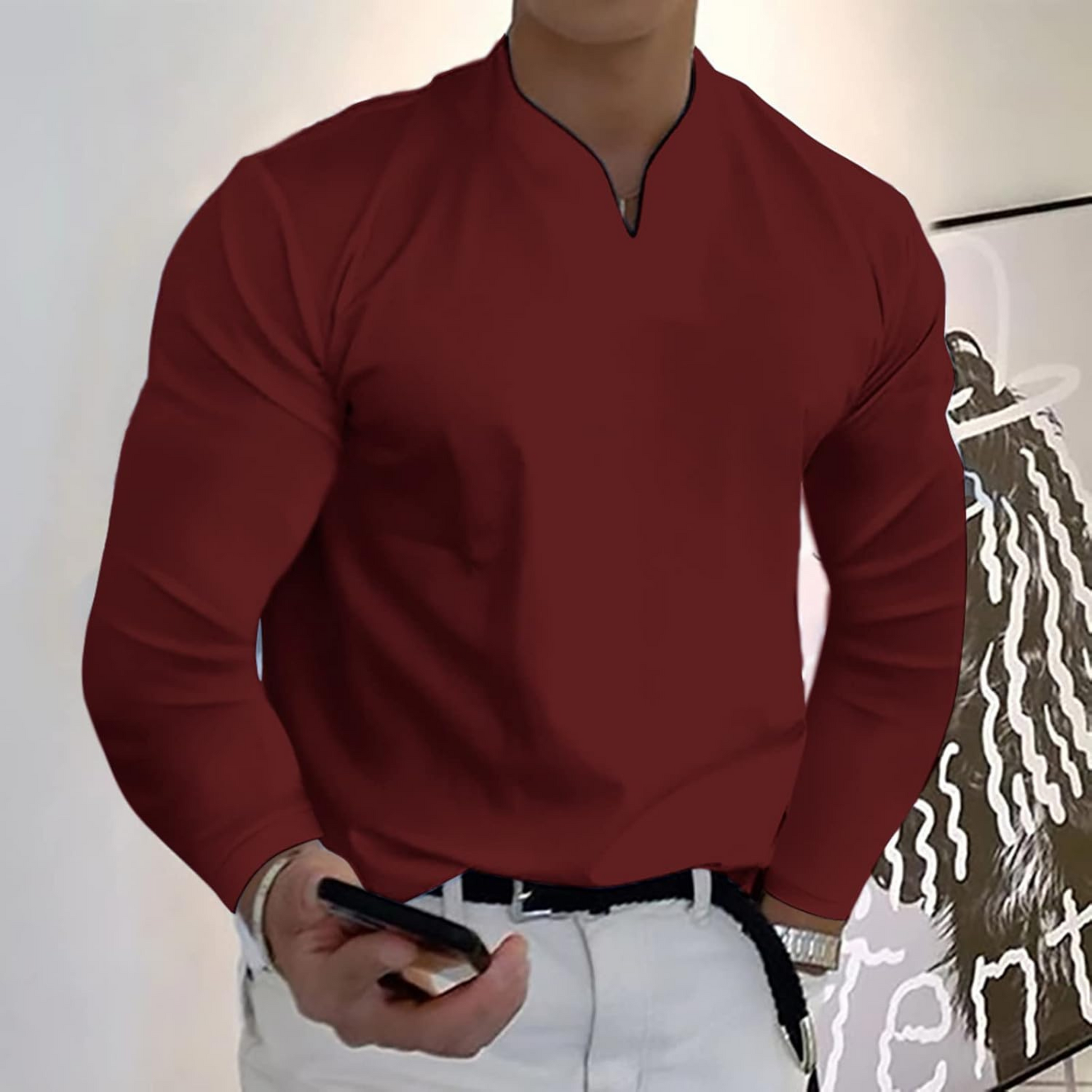 Heren Polo met Lange Mouwen en Lichtgewicht Stof voor Casual en Professionele Gelegenheden 8