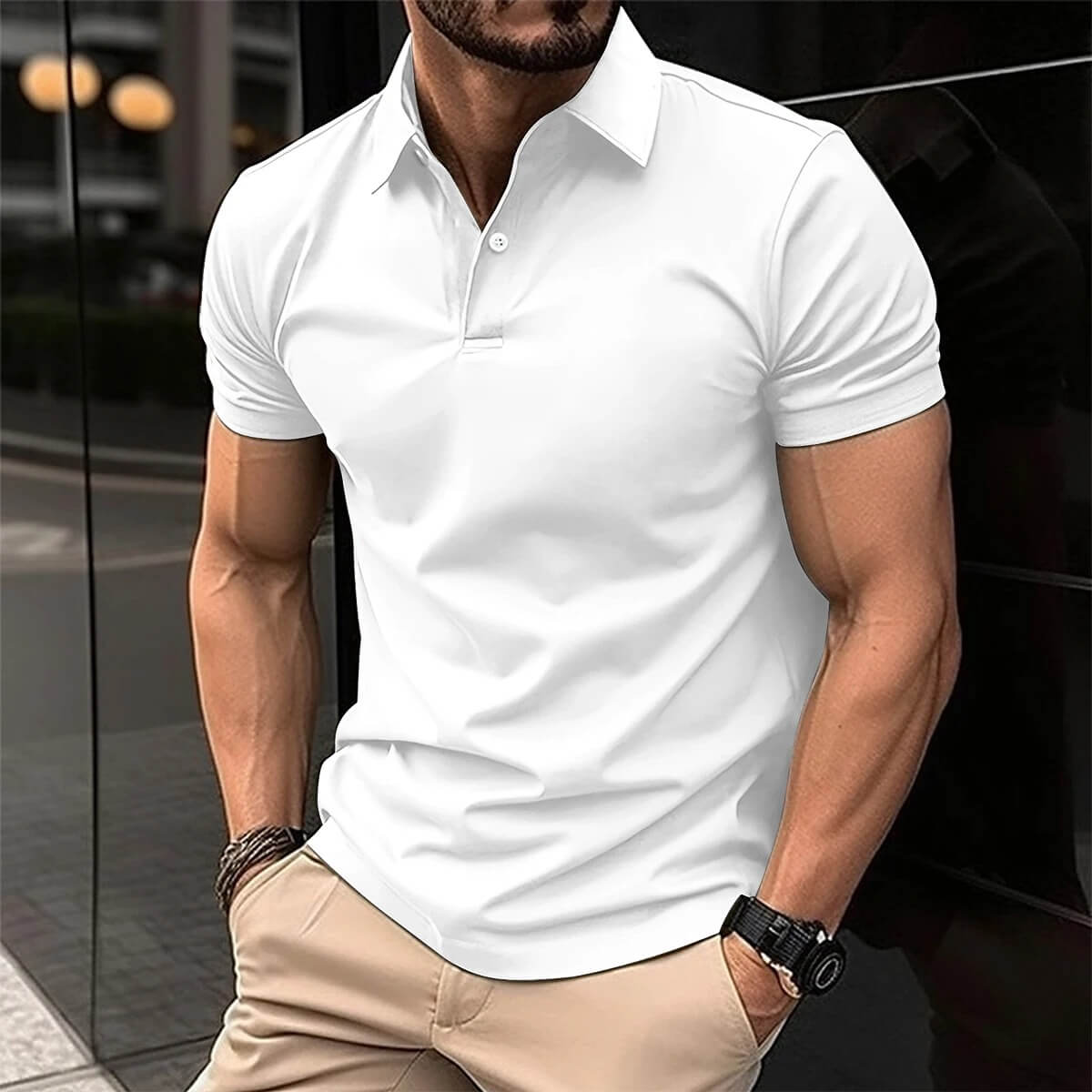 Heren Casual Poloshirt Getailleerd Wit