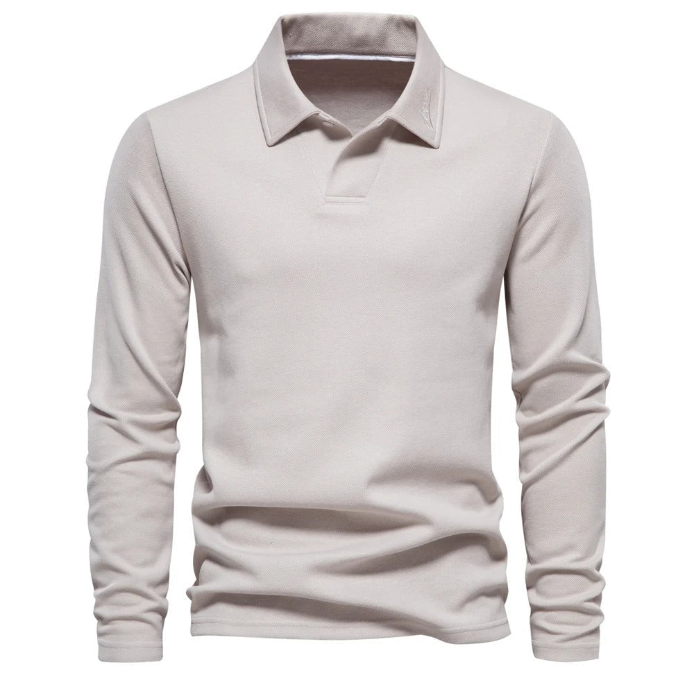 Heren Poloshirt met Lange Mouwen en Elegante Afwerking 0