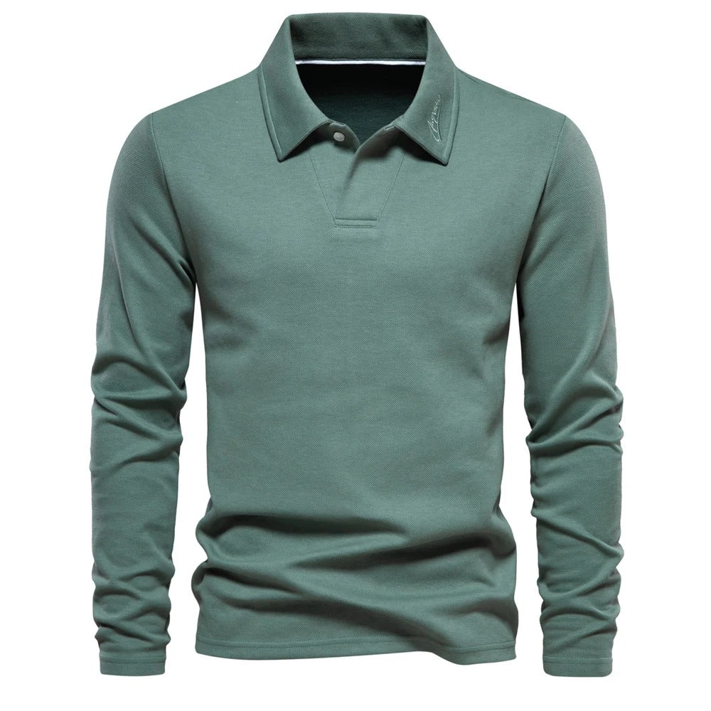 Heren Poloshirt met Lange Mouwen en Elegante Afwerking 2
