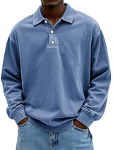 Heren Poloshirt met Lange Mouwen en Klassieke Kraag
