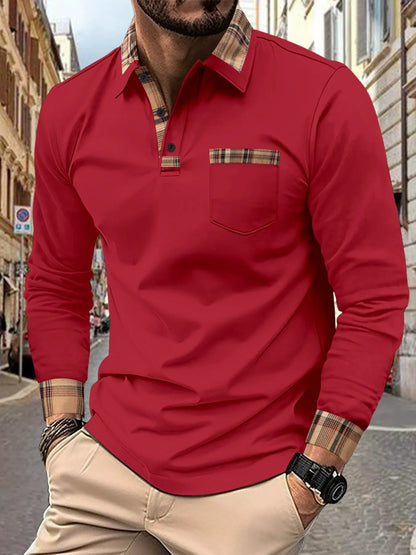 Heren Poloshirt met Lange Mouwen en Ruitaccenten 3