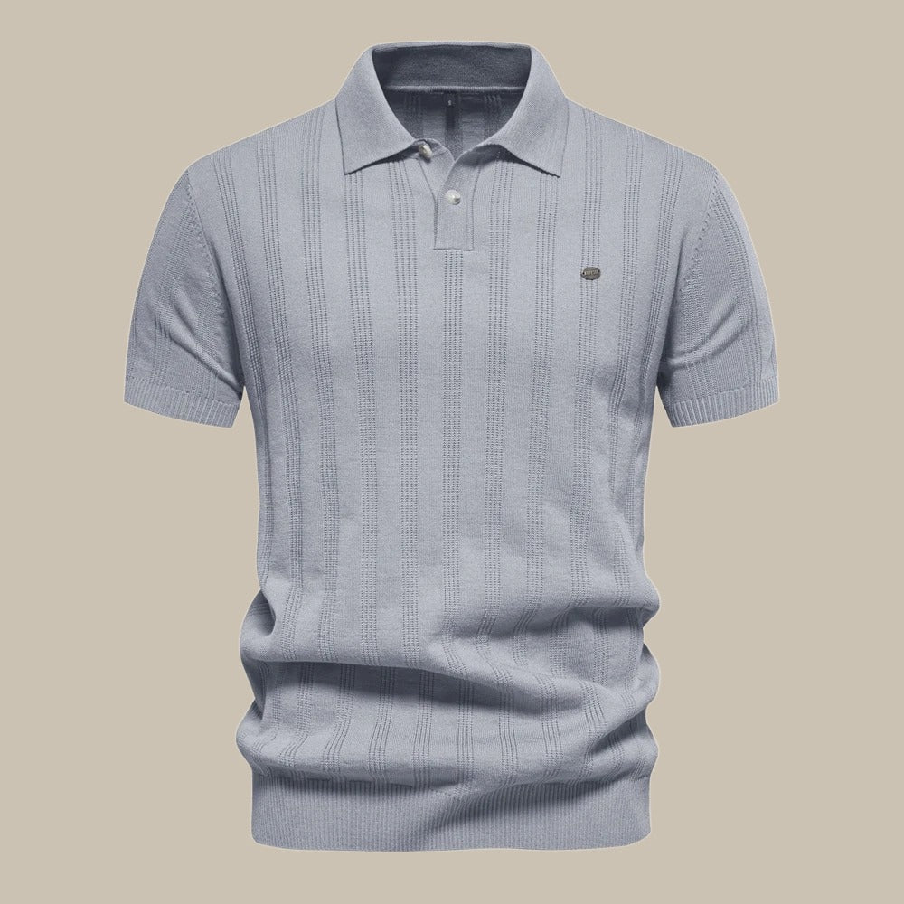 Heren Casual Poloshirt met Lijn Details Grijs