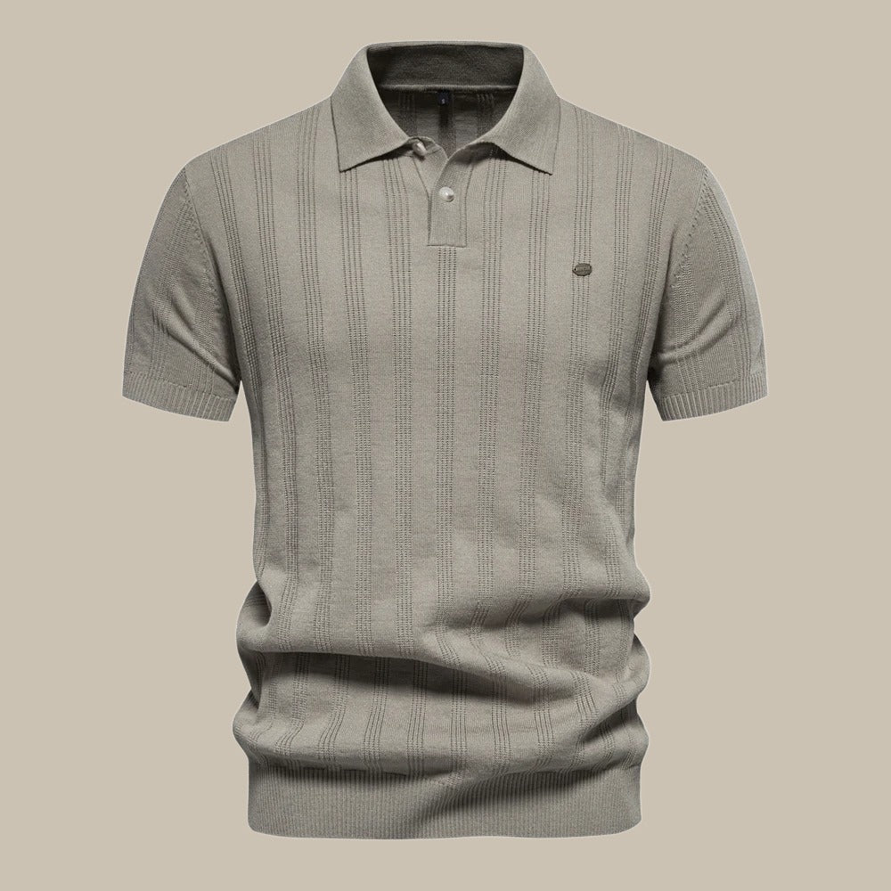 Heren Casual Poloshirt met Lijn Details Khaki