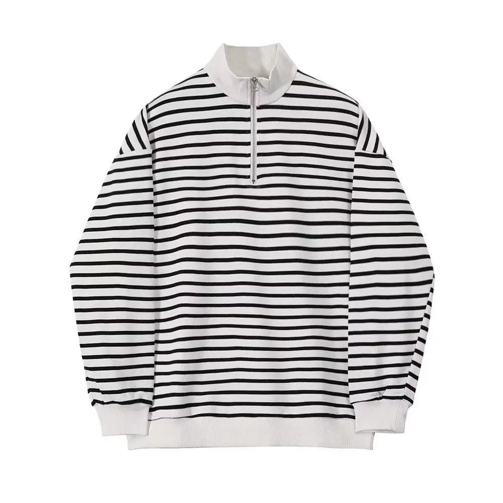Heren Pullover met Halve Rits en Gestreept Design 2
