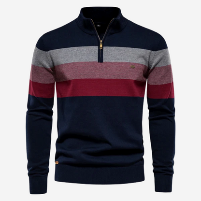 Heren Pullover met Stehkragen en Retro Strepen in Comfortabele Stijl 2