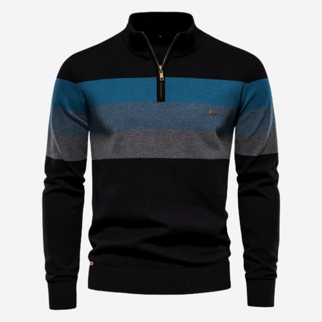 Heren Pullover met Stehkragen en Retro Strepen in Comfortabele Stijl 3
