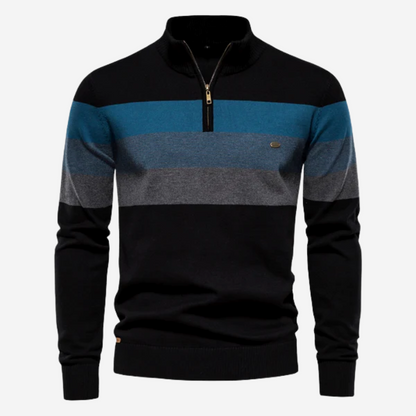 Heren Pullover met Stehkragen en Retro Strepen in Comfortabele Stijl 3