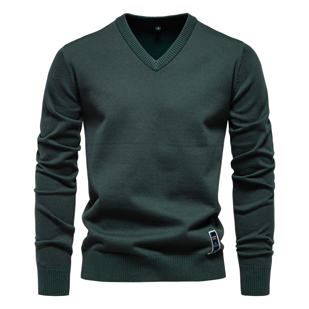 Heren Pullover met V-Ausschnitt en Smalle Pasvorm van Zachte Katoenmix 3