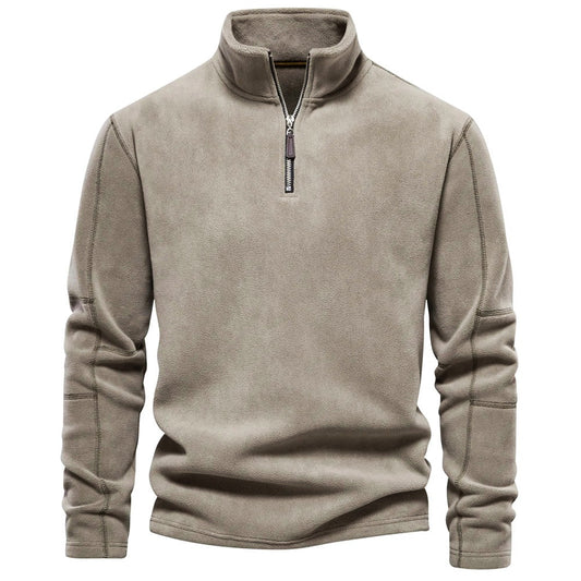 Heren Pullover van Zacht Fleece met Stehkragen voor Extra Warmte 0