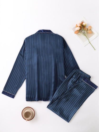 Heren Pyjama Set met Lange Mouwen en Gestreept Ontwerp 3