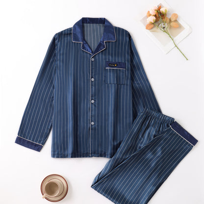 Heren Pyjama Set met Lange Mouwen en Gestreept Ontwerp 4
