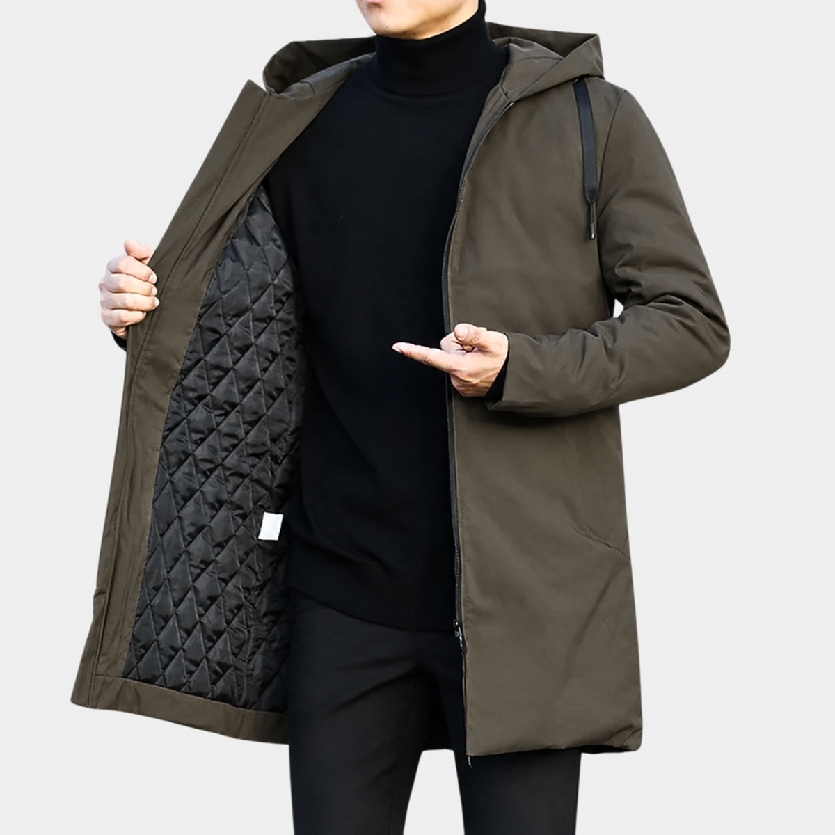 Heren Regenjas Waterdicht Met Binnenvoering Voor Herst en Winter Lichtbruin