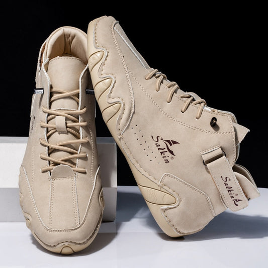 Heren Schoenen Orthopedisch Leren Met Antislipzolen Khaki