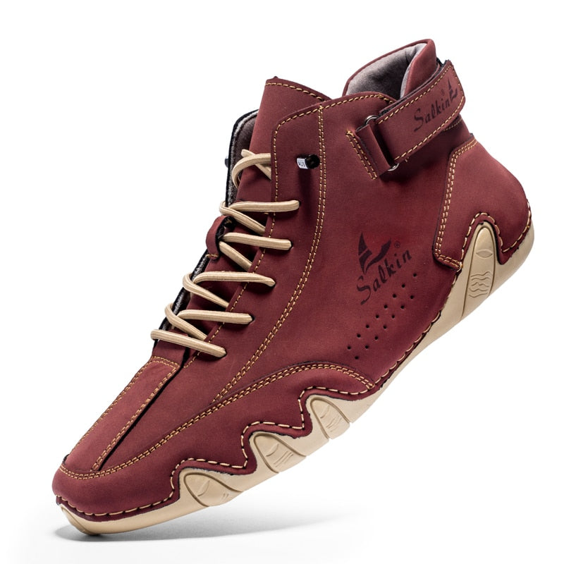 Heren Schoenen Orthopedisch Leren Met Antislipzolen Rood