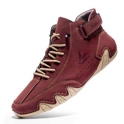 Heren Schoenen Orthopedisch Leren Met Antislipzolen Rood