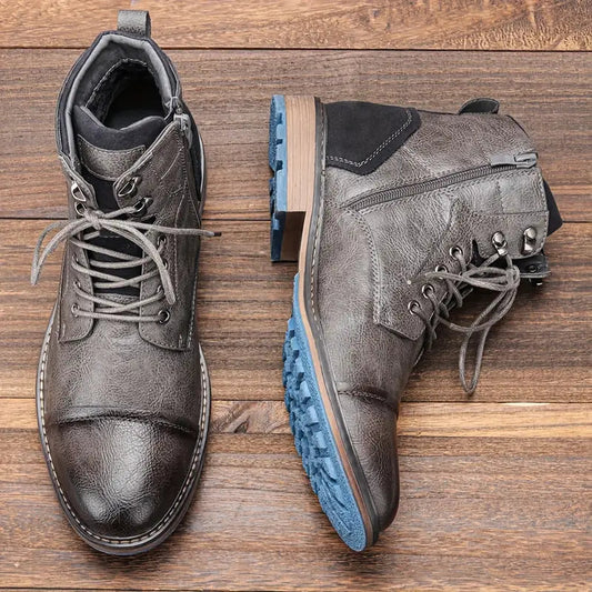 Heren Schoenen Oxford Boots van Premium Leer met Handgemaakte Afwerking 0
