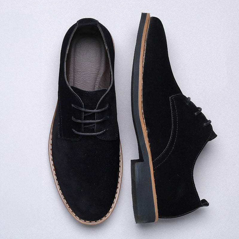 Heren Oxford Schoenen met Vetersluiting en Suède Look Zwart