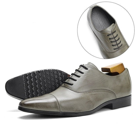 Heren Nette Schoenen met Cap-Toe, Vetersluiting en Glad Silhouet Grijs