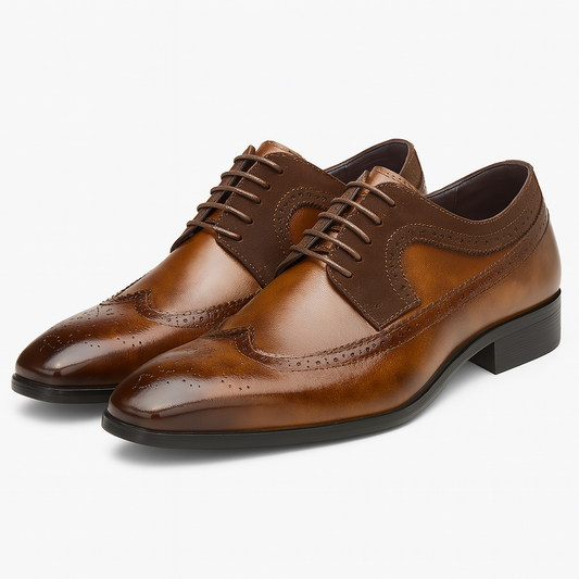 Heren Schoenen met Wingtip Brogue Detail en Premium Leer 0