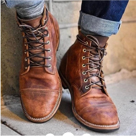 Heren Schoenen van Leer met Ronde Neus en Rubber Zool 0
