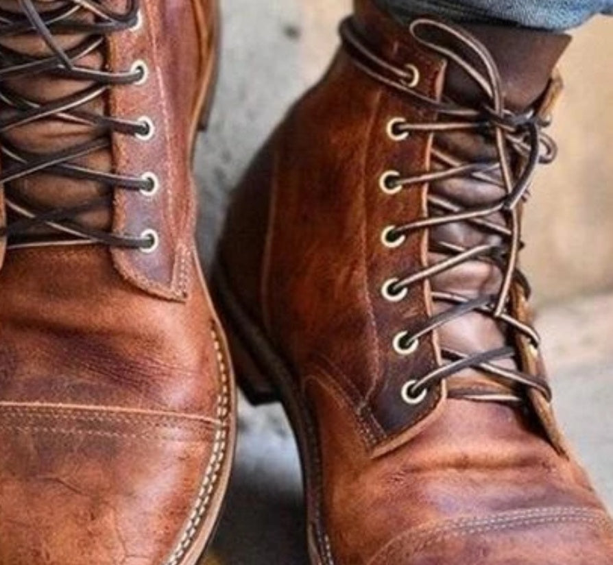 Heren Schoenen van Leer met Ronde Neus en Rubber Zool 4