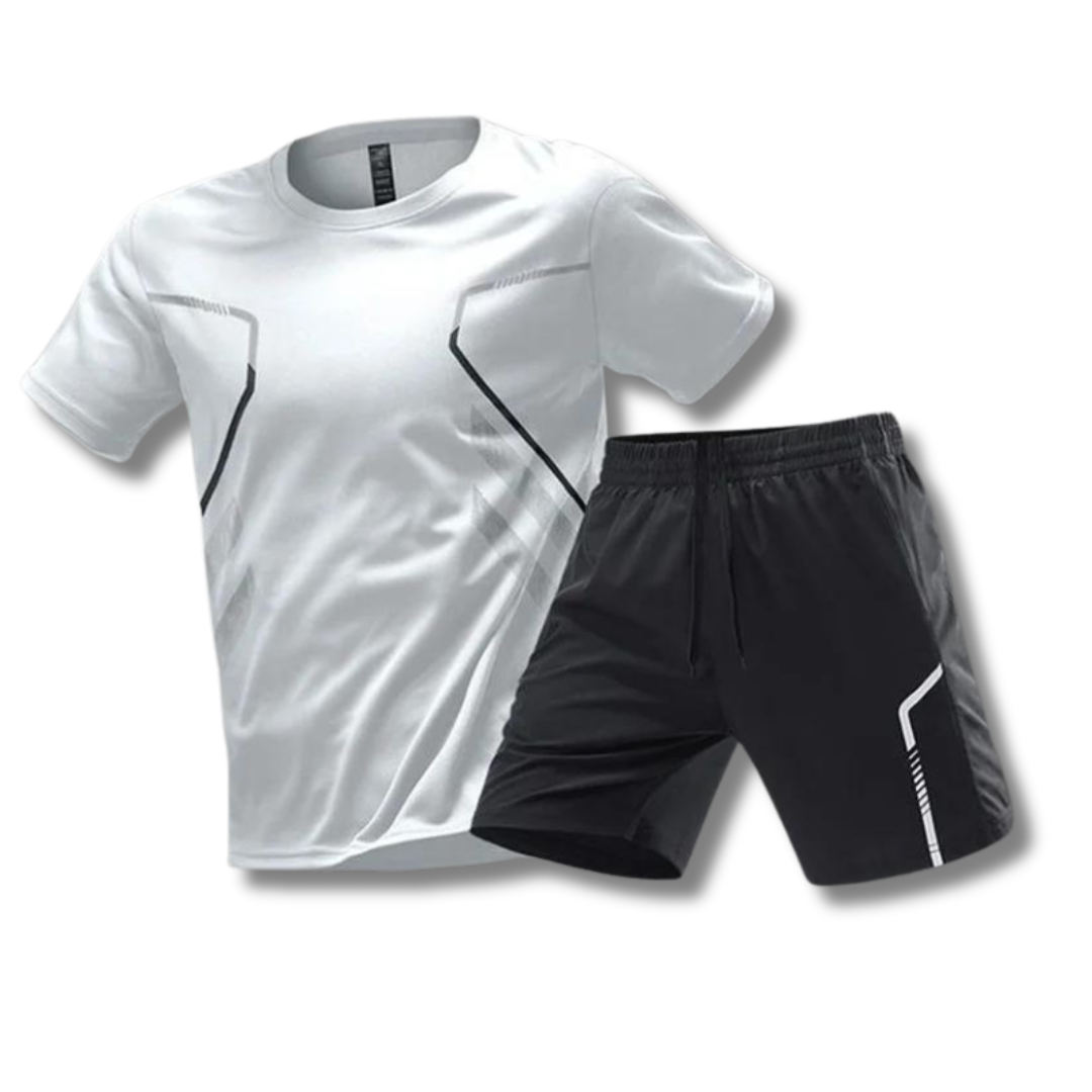 Heren Sportset met Ademend Design en Strakke Pasvorm voor Actieve Sporten Wit