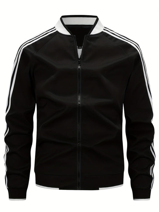 Heren Sportvest met Lange Mouwen en Baseballkraag Zwart